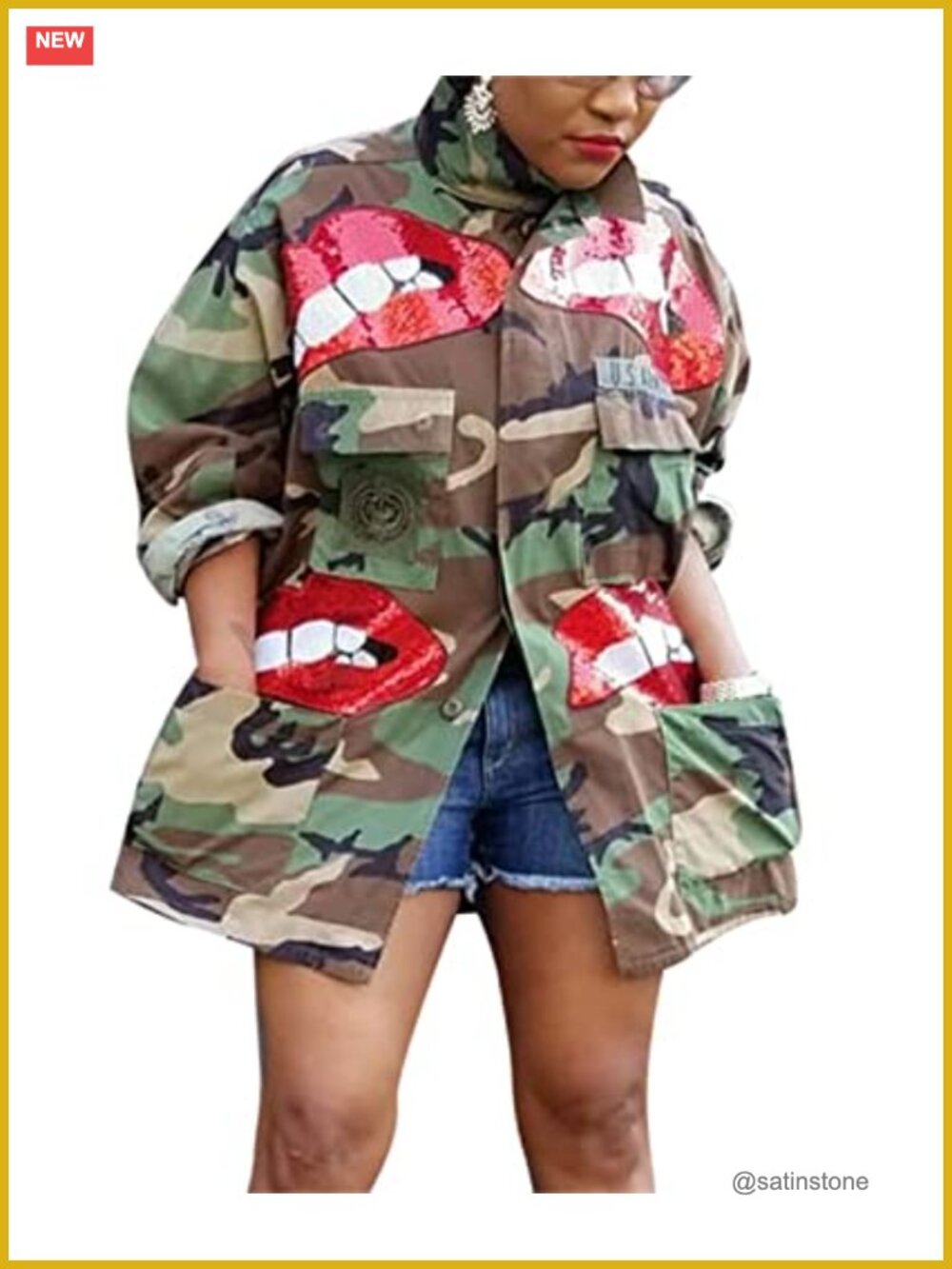 Camo Jacket for Women Polyester Spandex Long Sleeve Casual Utility